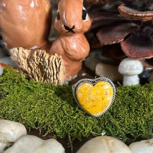 925 Sterling Bumblebee Jasper heart ring